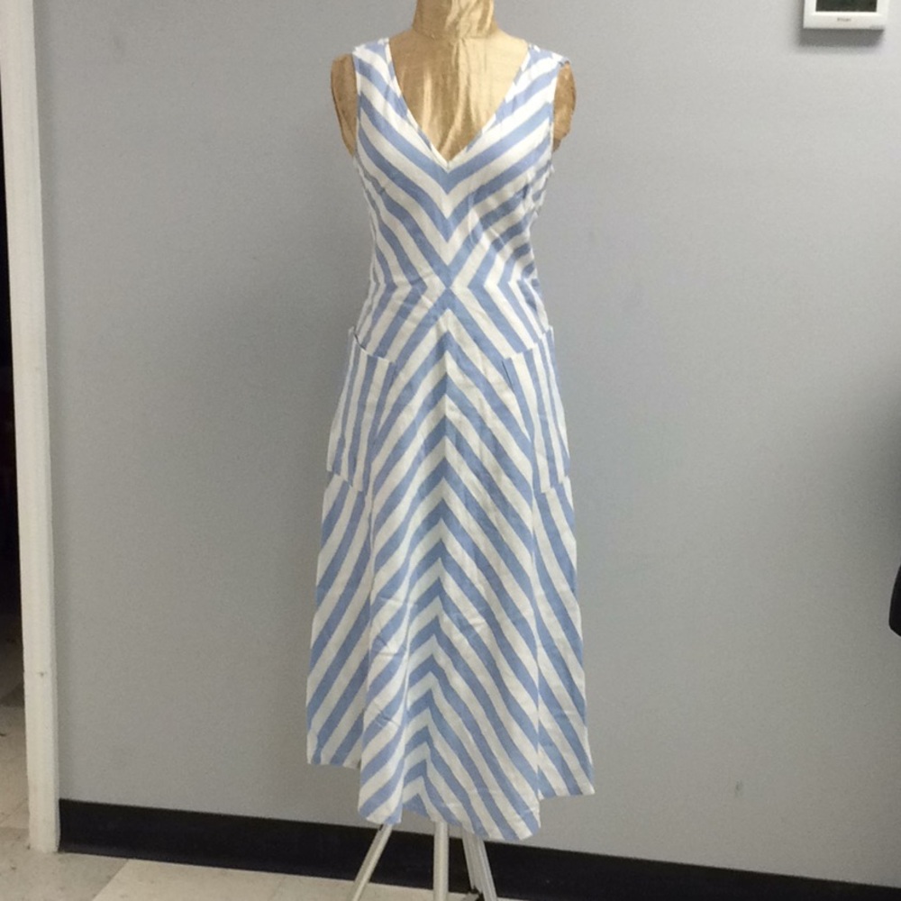 Kate Spade NY light Blue & White Striped Midi